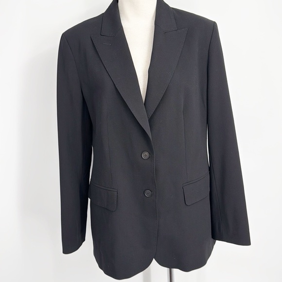 MaxMara Virgin Wool Two Button Blazer Size 14 Black Classic timeless - Picture 13 of 14
